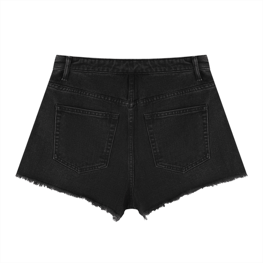 Black denim shorts from Urbanistar on a white background