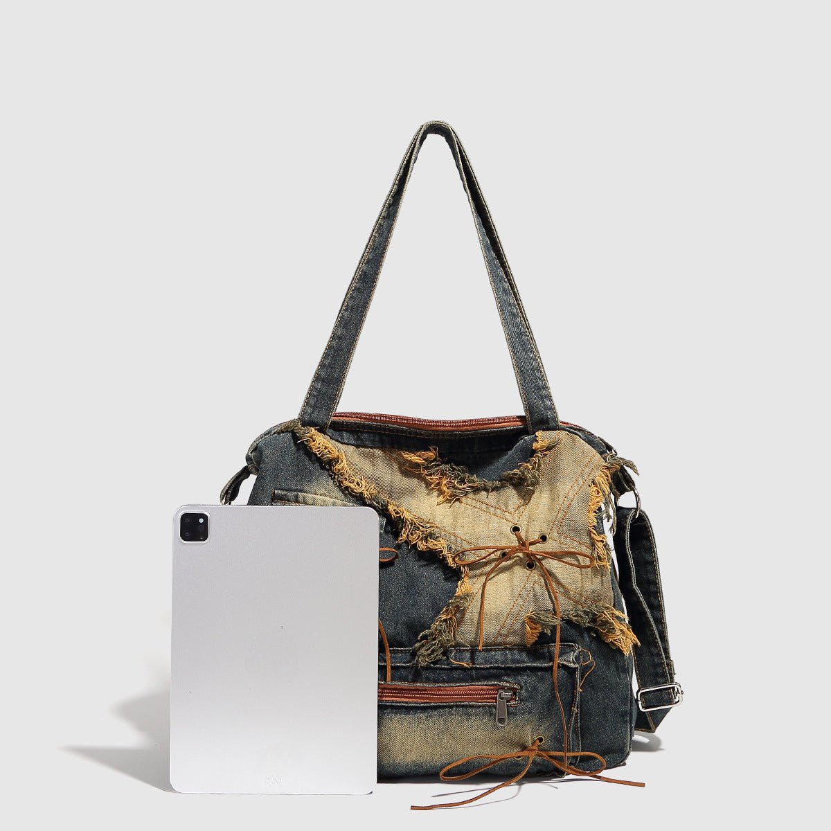 Vintage Washed Denim Hobo Tote Bag | Large Capacity Shoulder Bag - Urbanistar