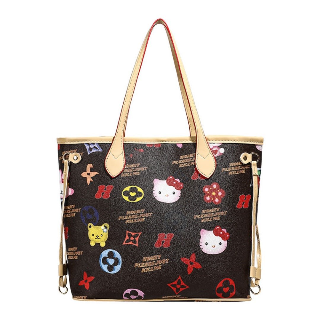 Cute large capacity tote bag, commuter cartoon versatile handbag for women, top handle purse - Urbanistar