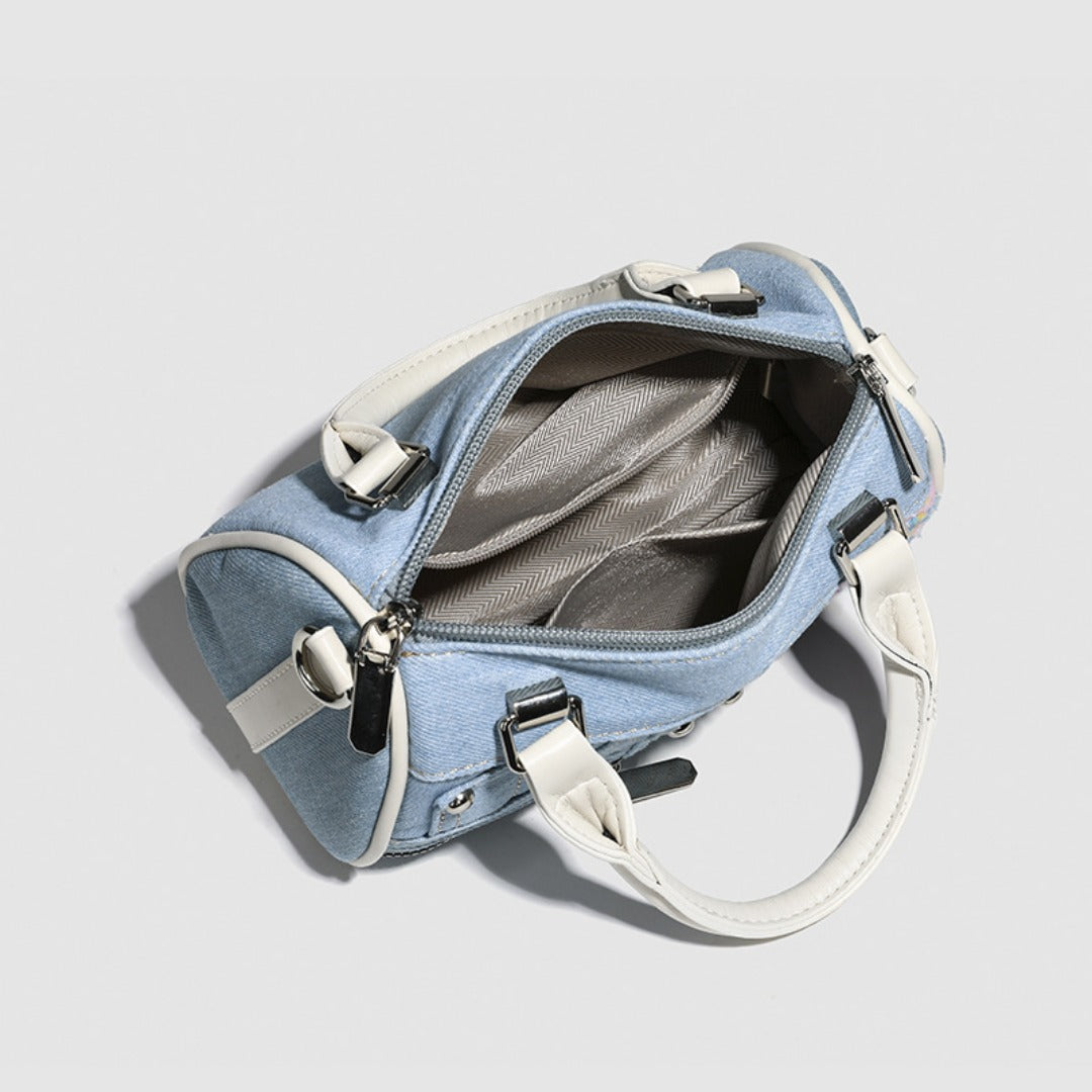 Pink Boston Bag - Design Splicing Small Tote Handbag