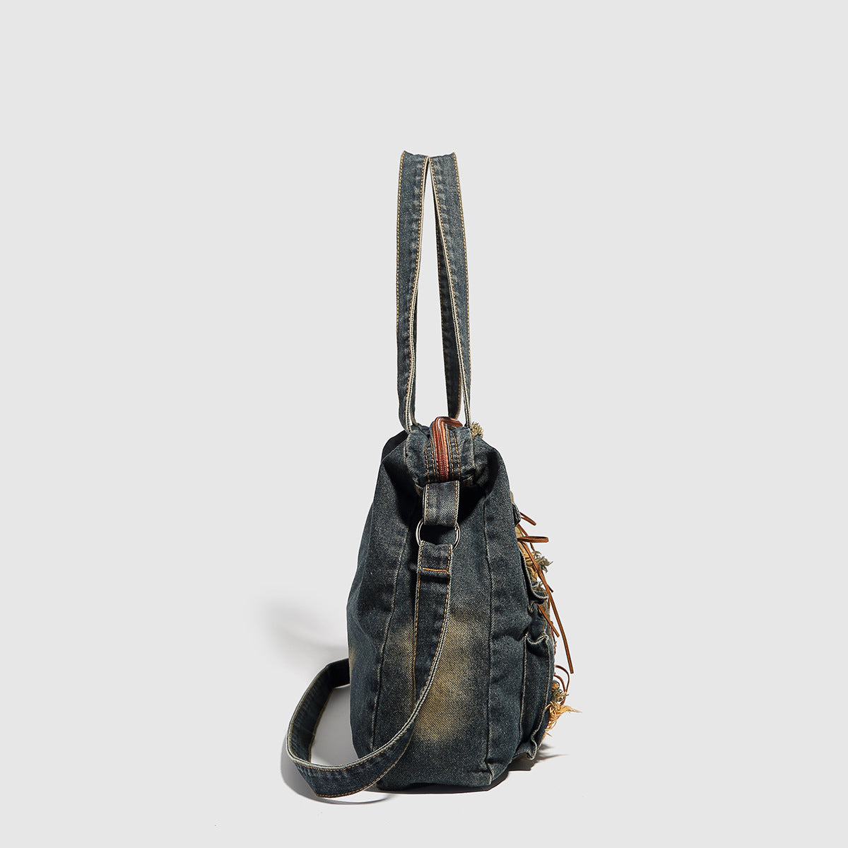 Vintage Washed Denim Hobo Tote Bag | Large Capacity Shoulder Bag