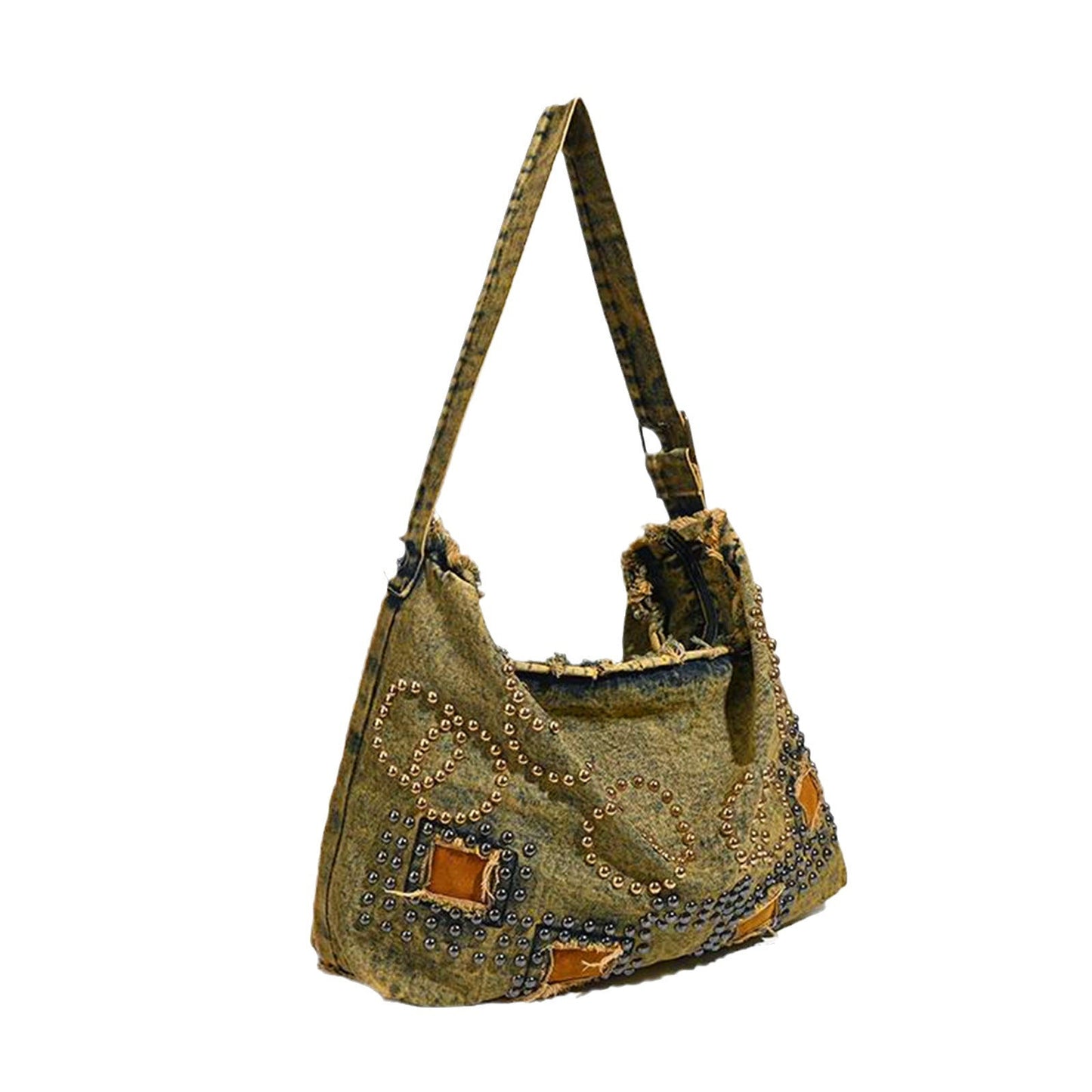 Large capacity crossbody hobo rivet design shoulder tote bag - Urbanistar
