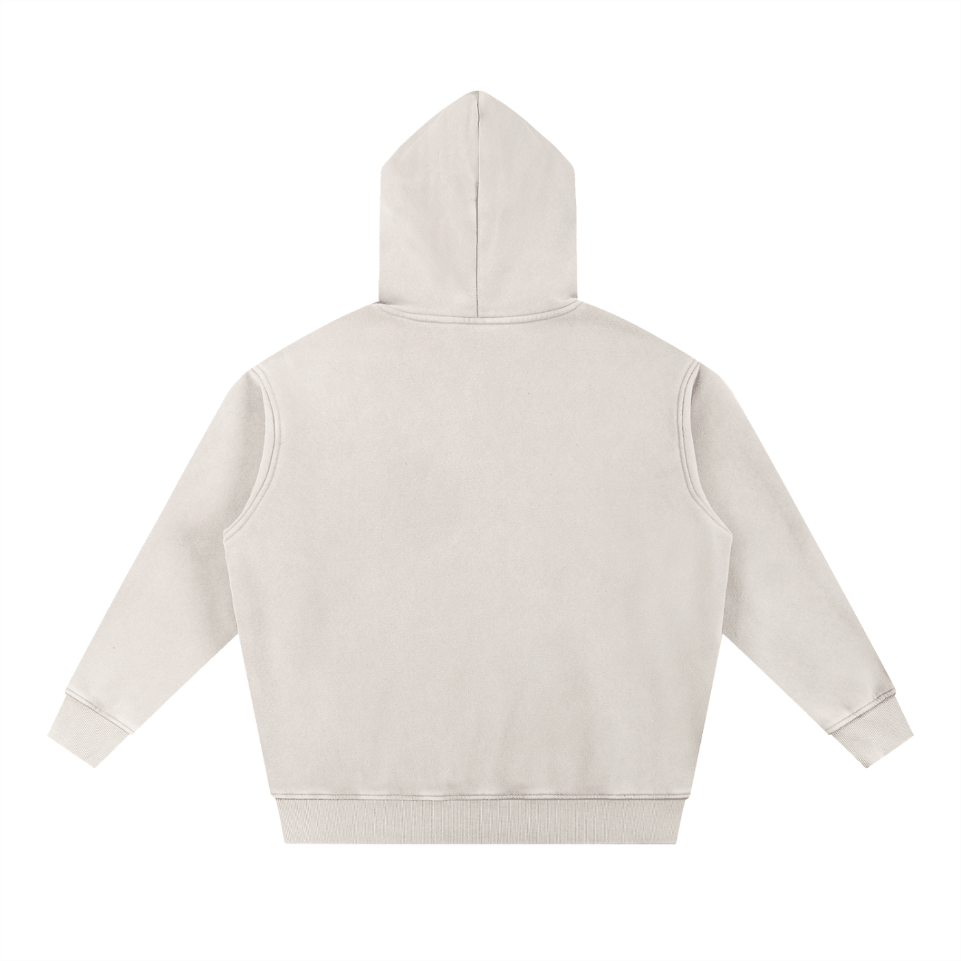 Backside view of Beige hoodie on a white background