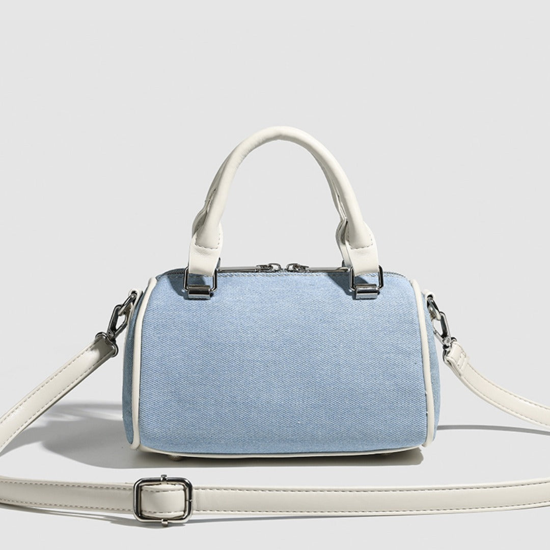 Pink Boston Bag - Design Splicing Small Tote Handbag