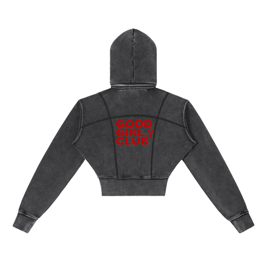Vintage Washed Cropped Fleece Hoodie - Urbanistar