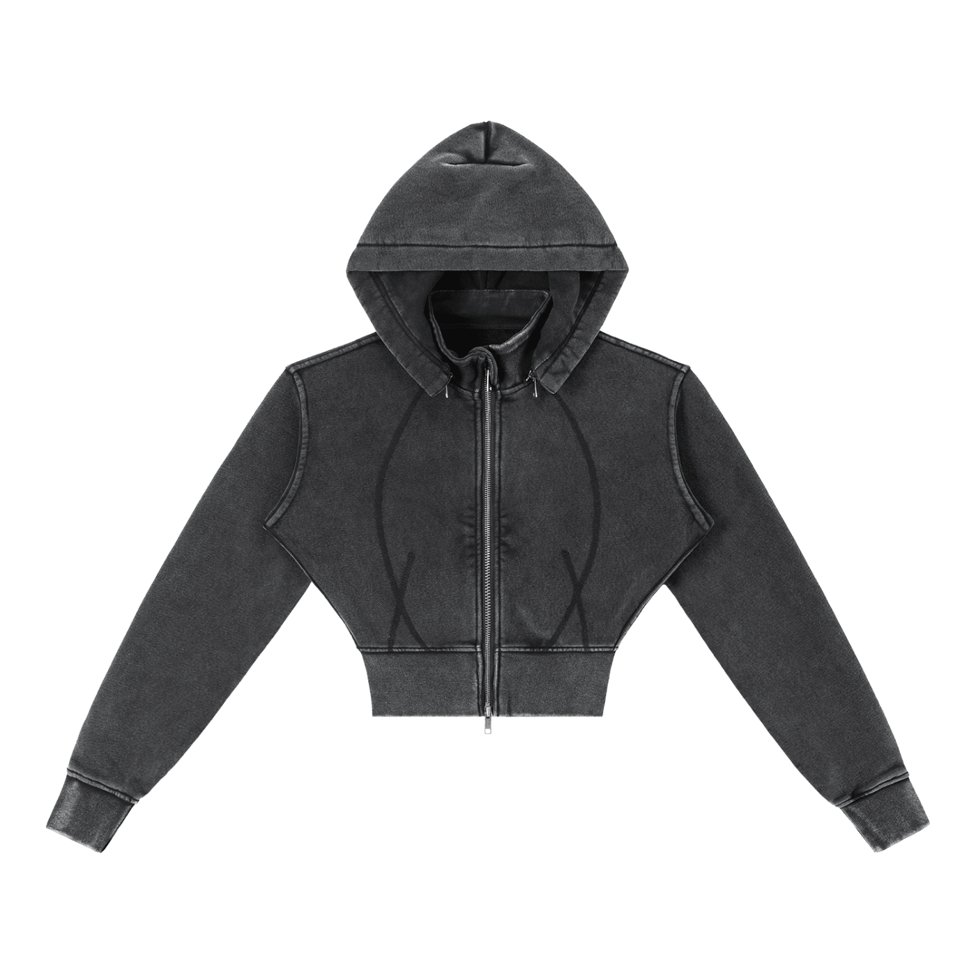 Vintage Washed Cropped Fleece Hoodie - Urbanistar