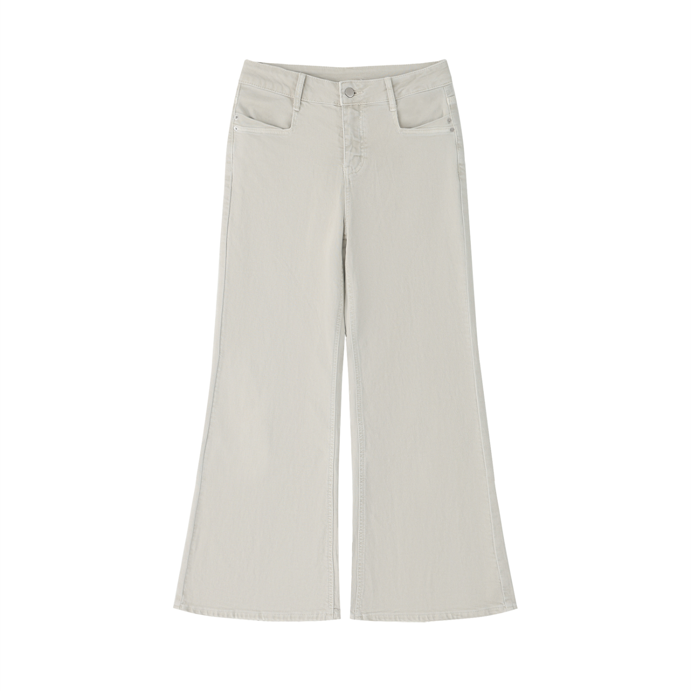 Light beige wide-leg pants on a white background