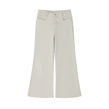 Light beige wide-leg pants on a white background
