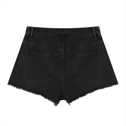 Black denim shorts from Urbanistar on a white background