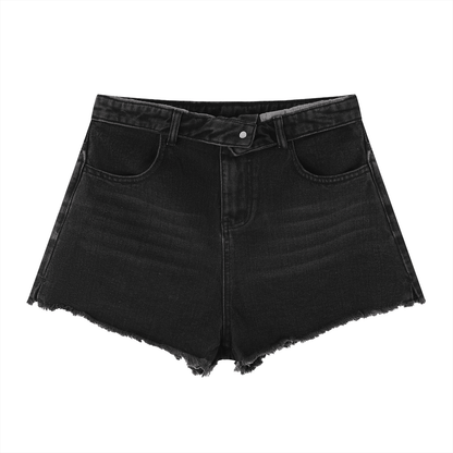 Black denim shorts from Urbanistar on a white background