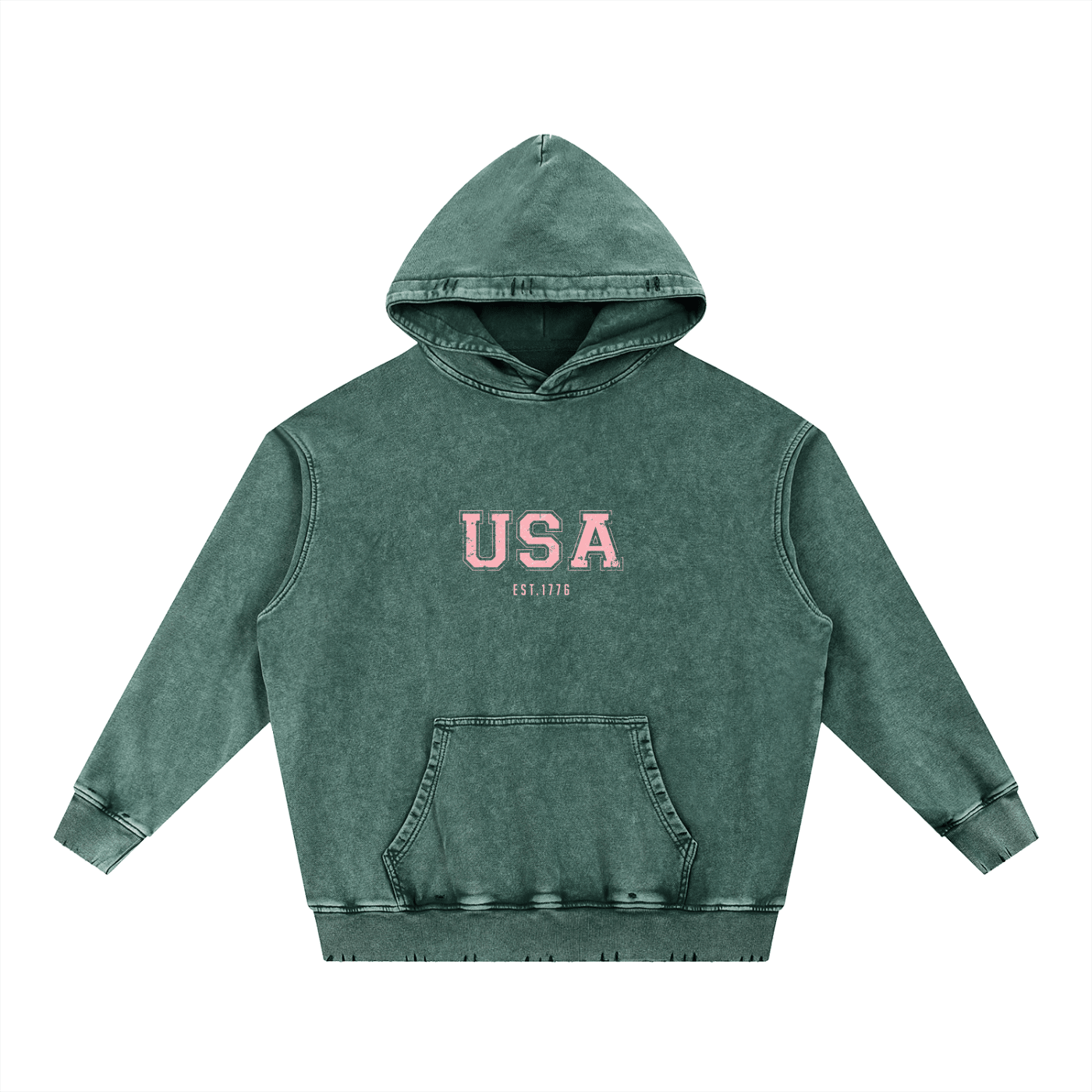 Snow Wash Hand-Frayed Heavyweight  Hoodie - Urbanistar