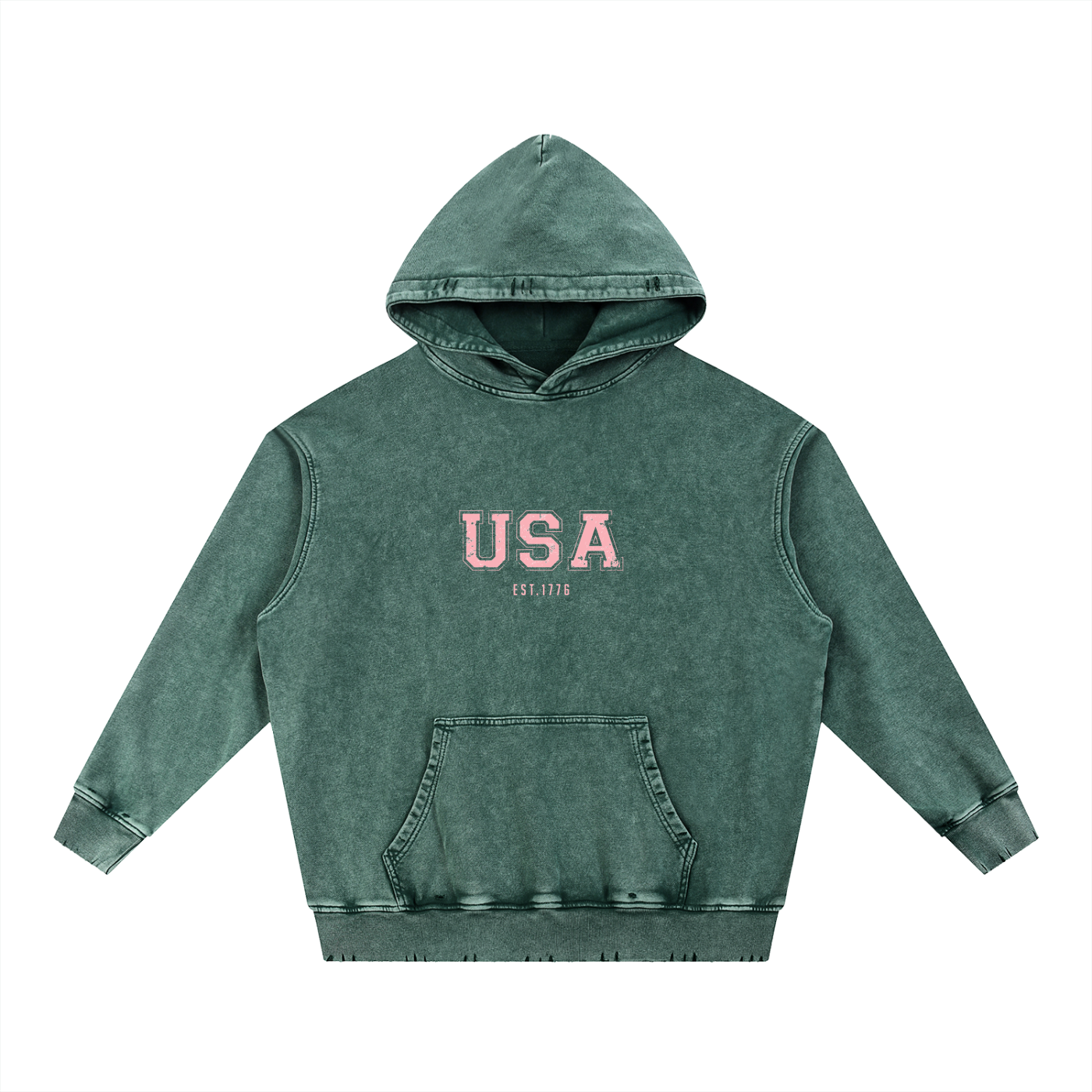 Snow Wash Hand-Frayed Heavyweight  Hoodie