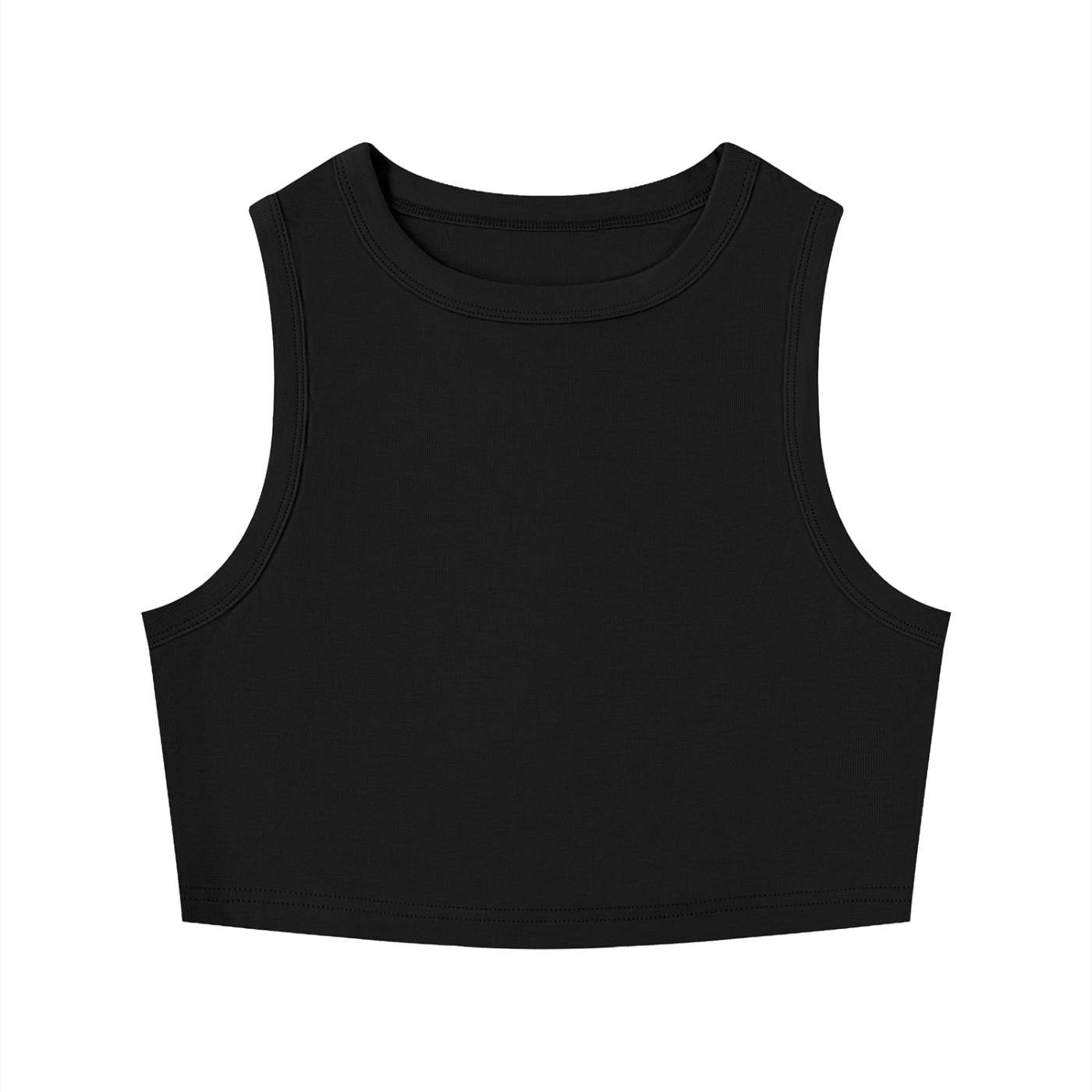 Black sleeveless top from Urbanistar on a white backdrop