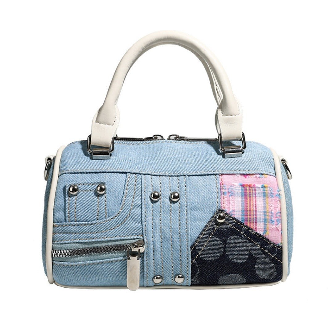 Pink Boston Bag - Design Splicing Small Tote Handbag - Urbanistar