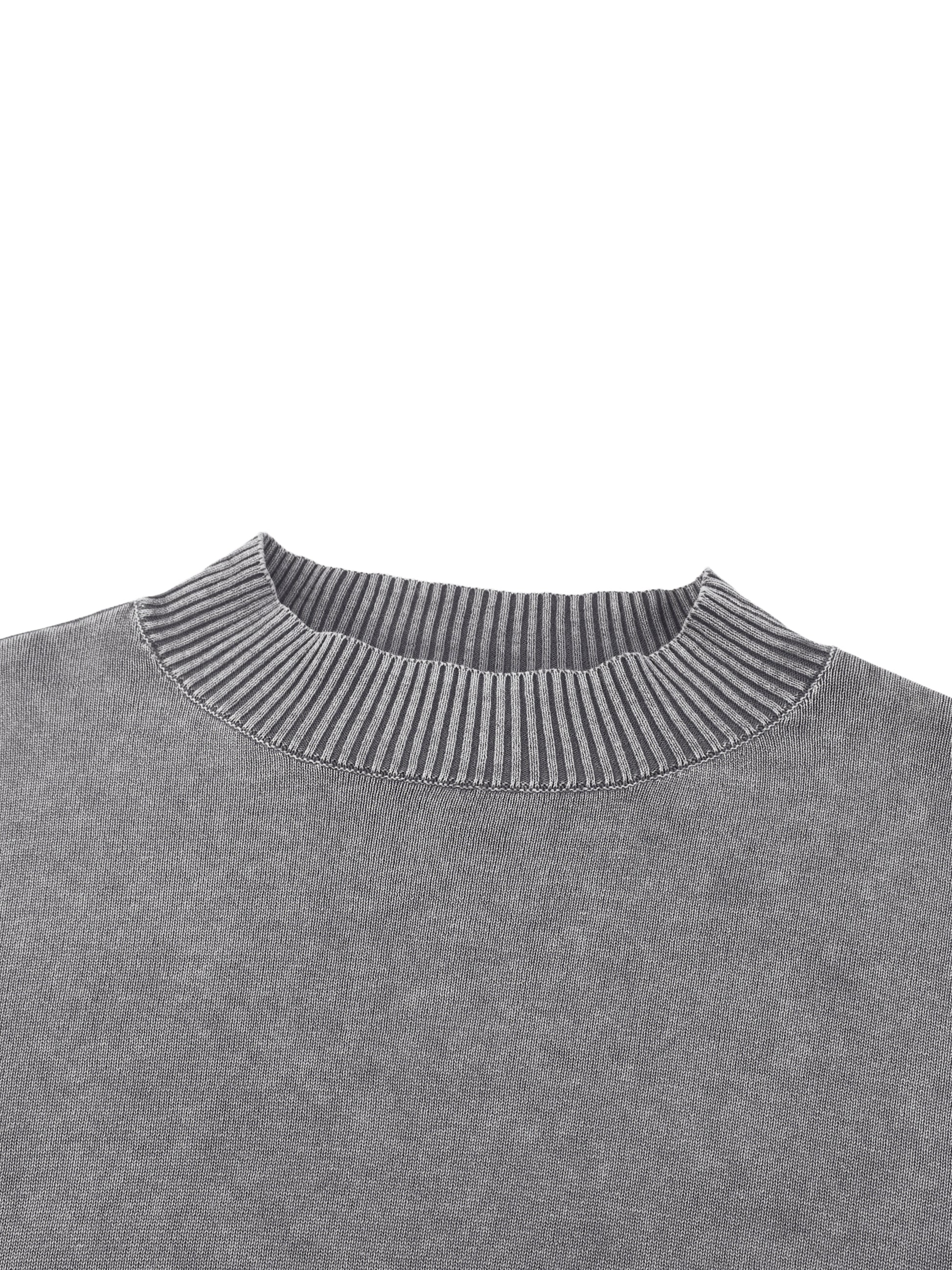 Gray mineral wash cropped sweater with ribbed neckline and balloon sleeves from Urbanistar
