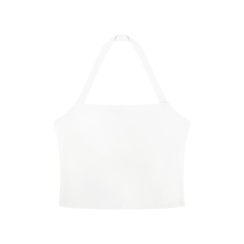 white halter sports bra for women against a white backdrop
