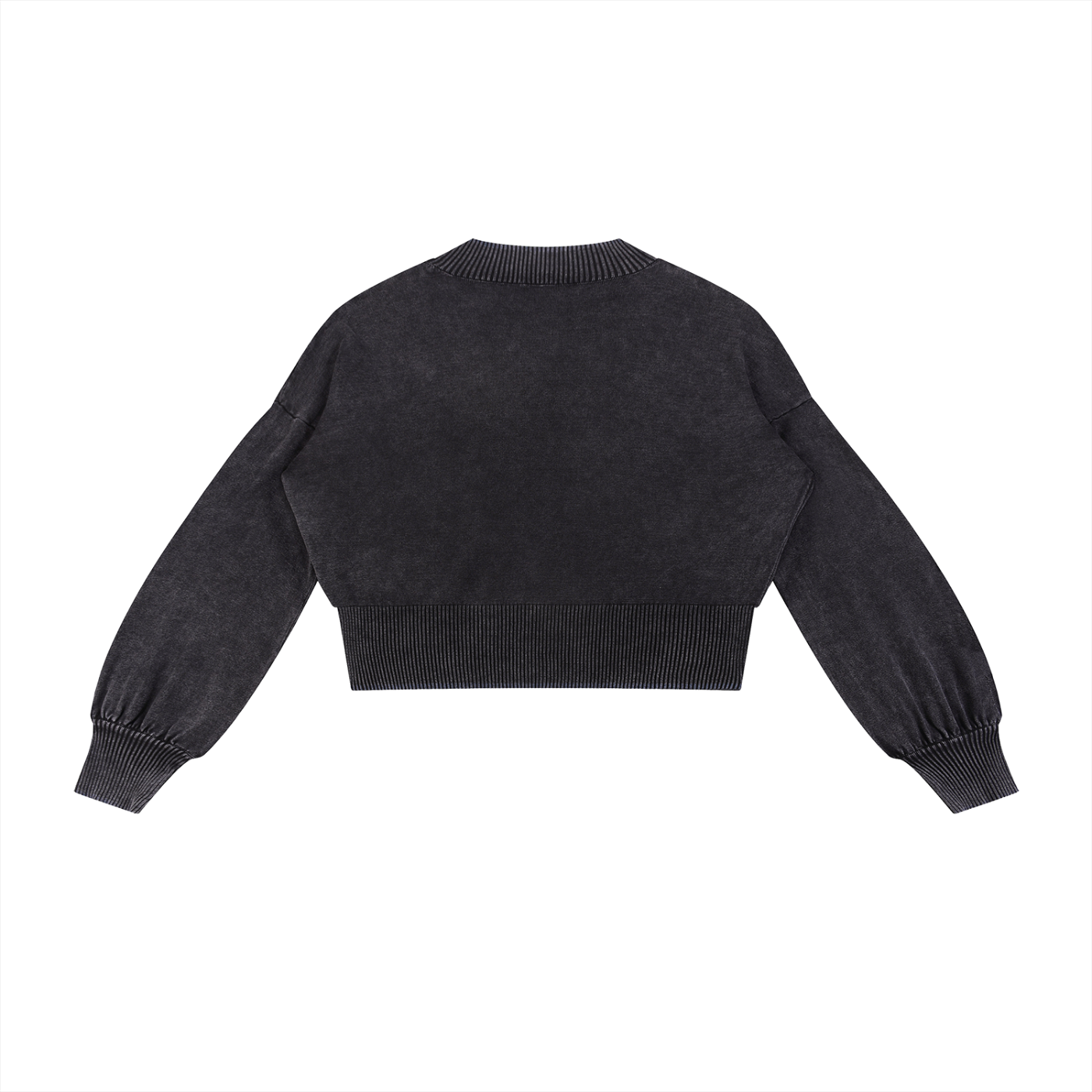 Urbanistar black sweater with mineral wash on a white background.