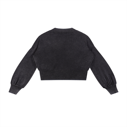 Urbanistar black sweater with mineral wash on a white background.