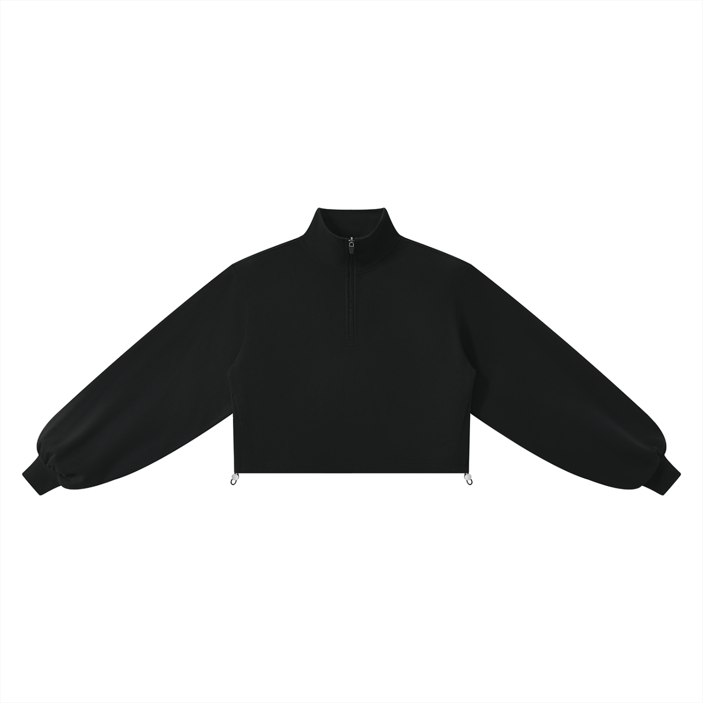 Black half-zip quarter zip crop sweatshirt on a white background