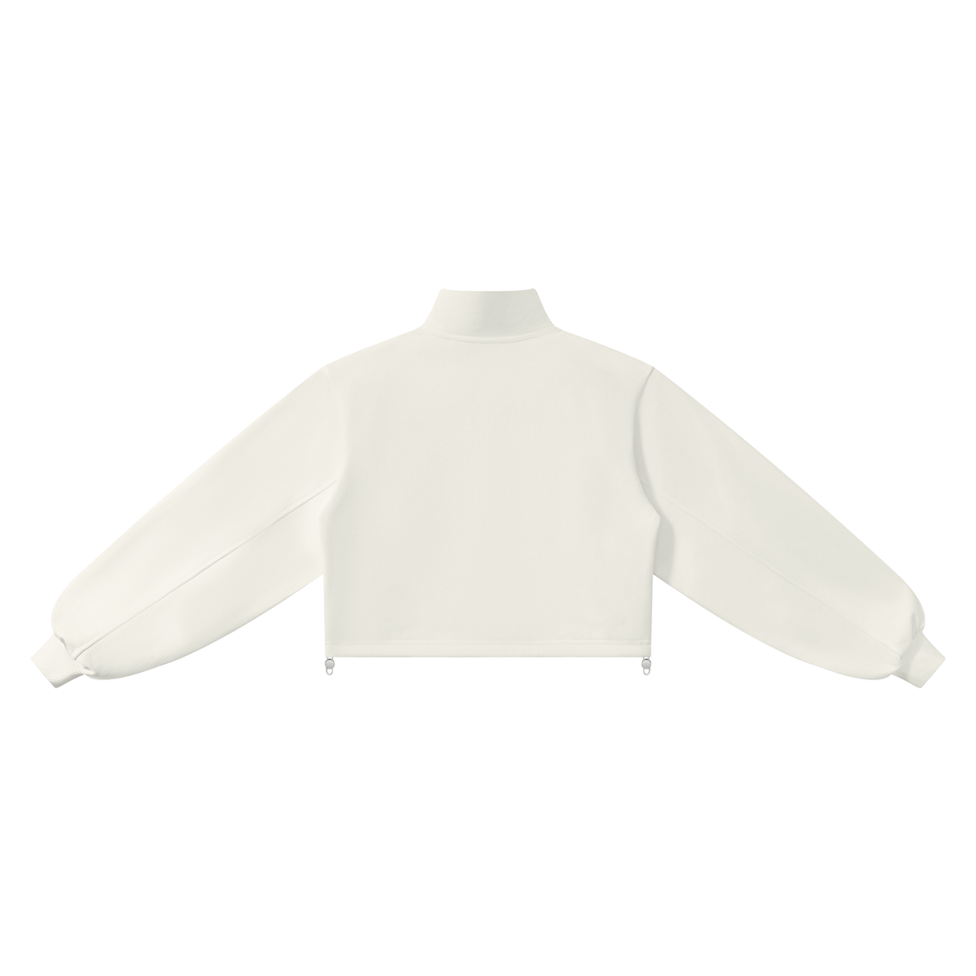 White long-sleeve crop top sweatshirt on a white background