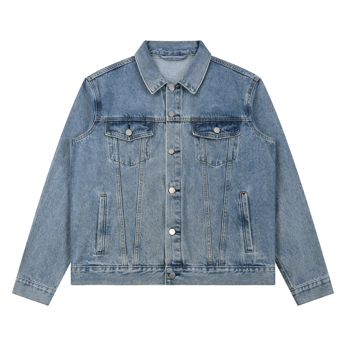 Vintage light washed denim unisex trucker jacket