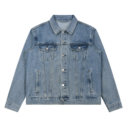 Vintage light washed denim unisex trucker jacket